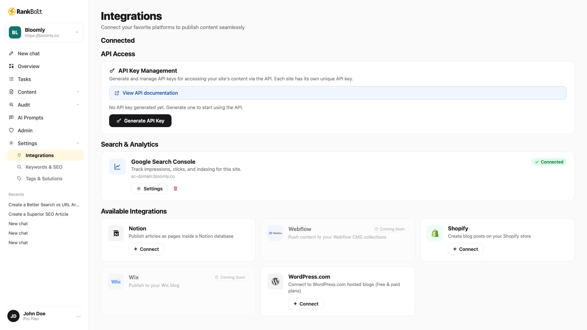 RankBolt AI blog writer dashboard for WordPress auto-publishing