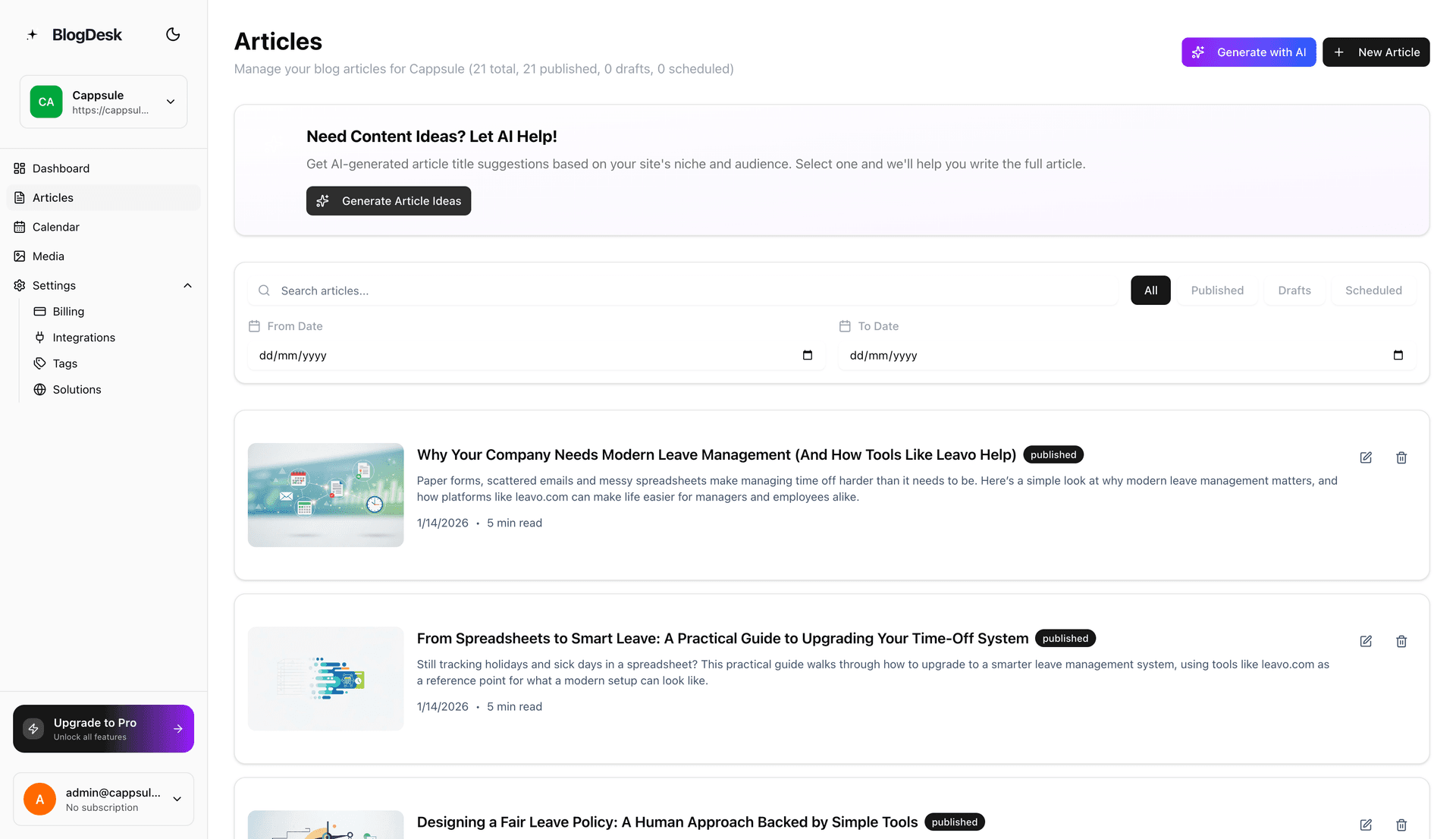 RankBolt AI blog writer dashboard for Shopify auto-publishing