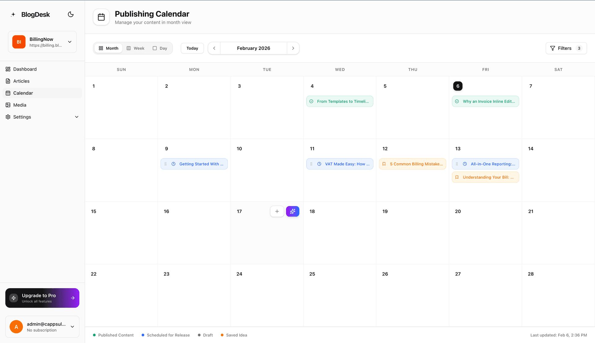 RankBolt AI blog writer dashboard for Content Calendar auto-publishing